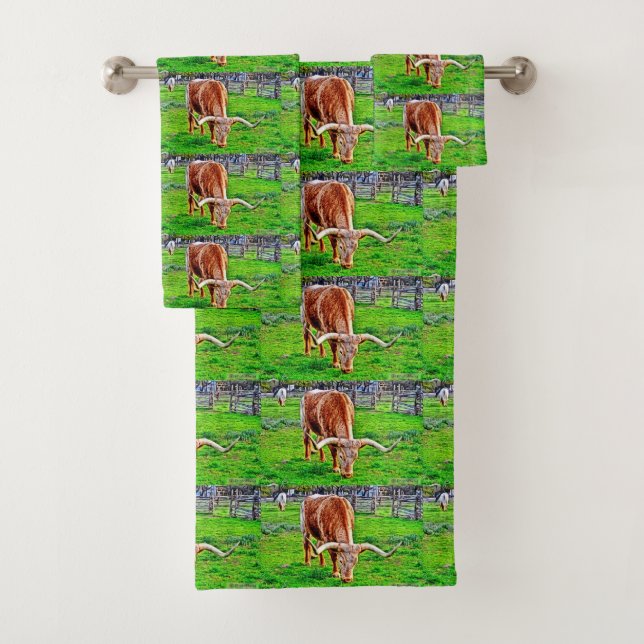 Texas Longhorn Bathroom Towel Set (Insitu)