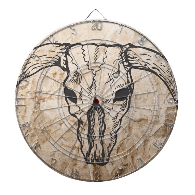 Texas Longhorn Bull Skull Dartboard (Front)