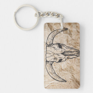 Texas Longhorn Bull Skull Key Ring
