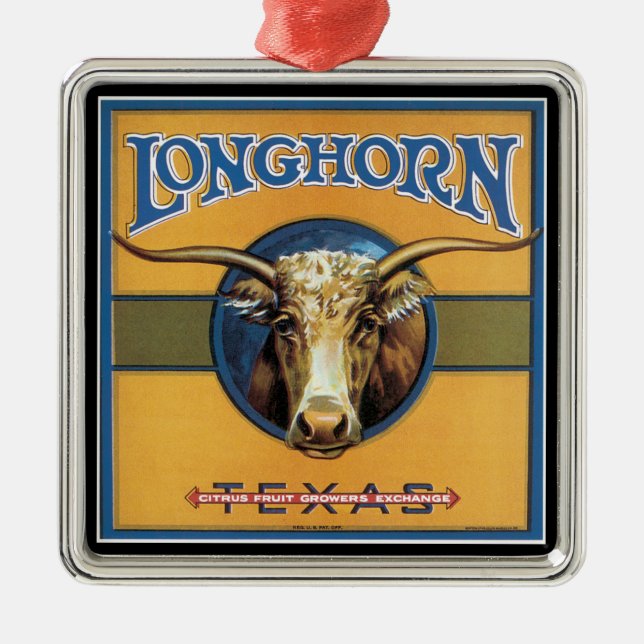 Texas Longhorn Cattle Metal Tree Decoration (Front)