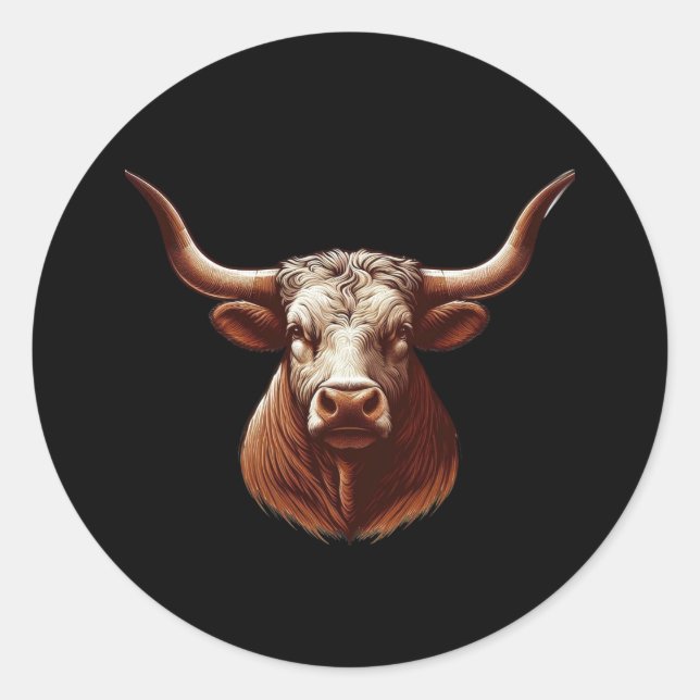 Texas Longhorn Classic Round Sticker (Front)
