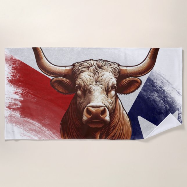 Texas longhorn cow beach towel (Front)