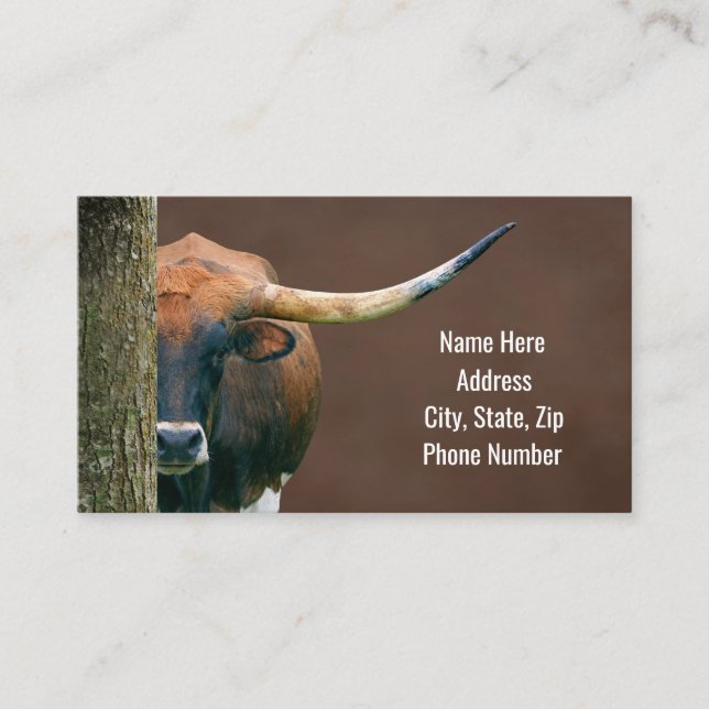 Texas Longhorn Cow Business Cards (Front)