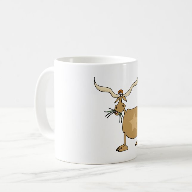 Texas Longhorn Cow Coffee Mug (Front Left)