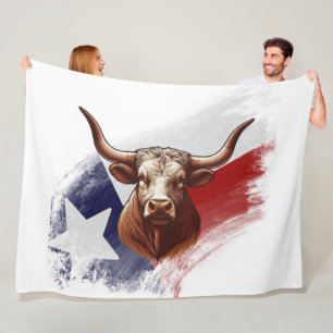 Texas longhorn cow fleece blanket