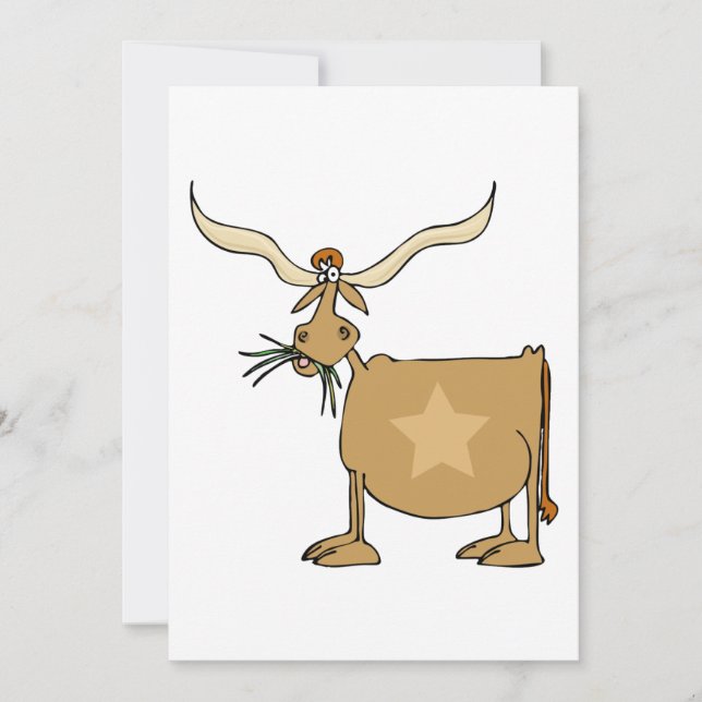 Texas Longhorn Cow Invitation (Front)