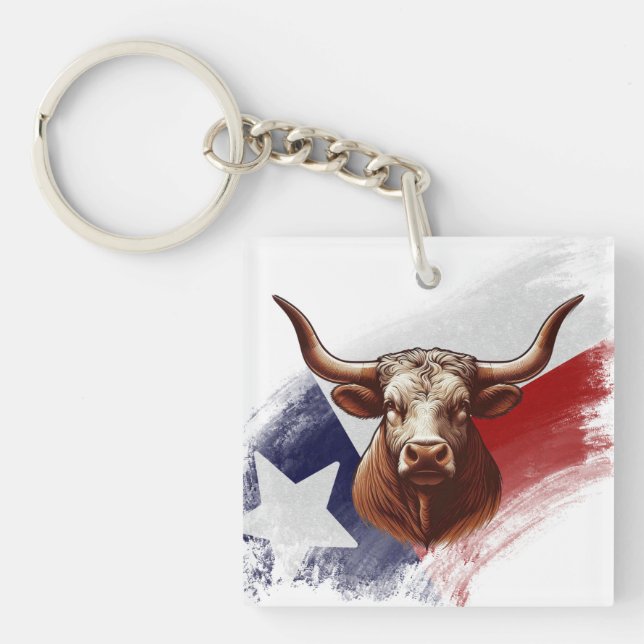 Texas longhorn cow key ring (Front)