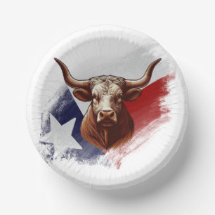 Texas longhorn cow paper plate