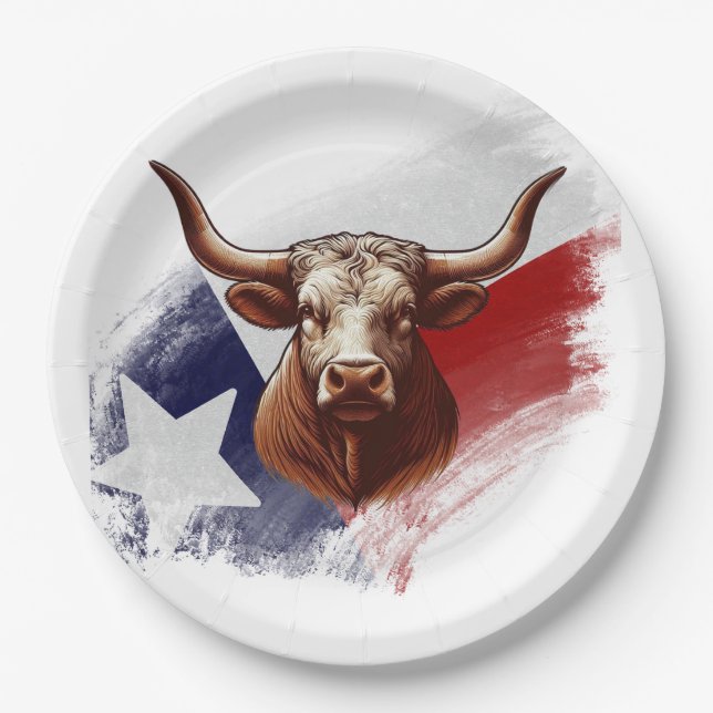 Texas longhorn cow paper plate (Front)