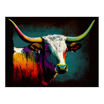 Texas Longhorn Cow Pop Art Print 