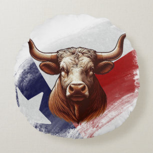 Texas longhorn cow round cushion