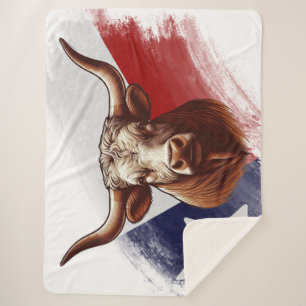 Texas longhorn cow sherpa blanket