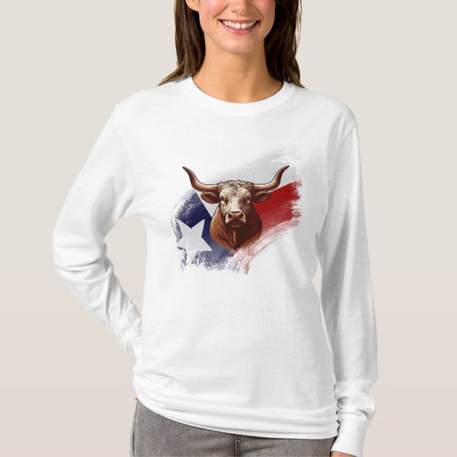 Texas longhorn cow T-Shirt (Front)