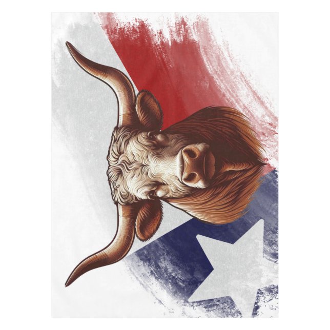 Texas longhorn cow tablecloth (Front)