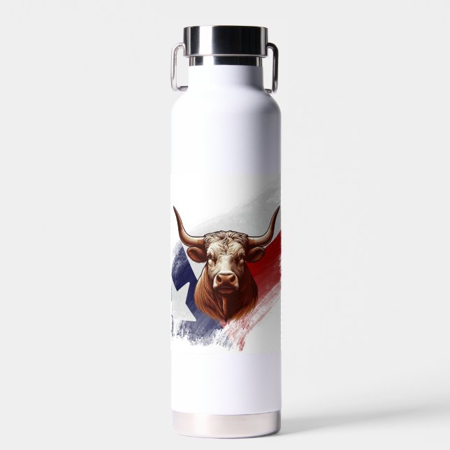 Texas longhorn cow water bottle (Front)
