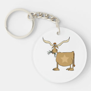 Texas Longhorn Cow with Star Key Ring