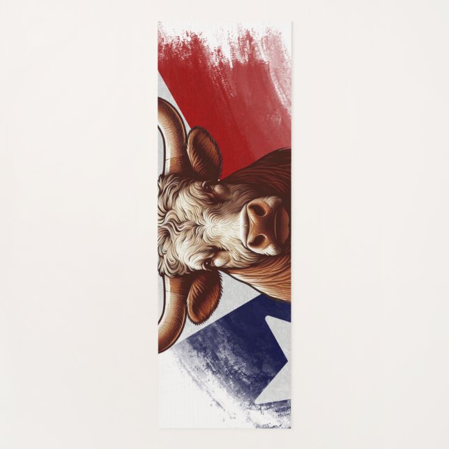 Texas longhorn cow yoga mat (Front)