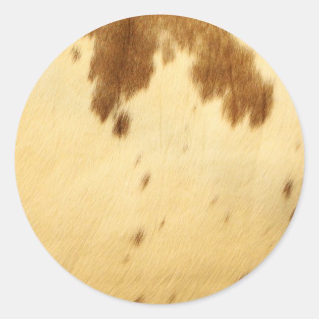 Texas Longhorn Cowhide Animal Fur Print Pattern Classic Round Sticker (Front)