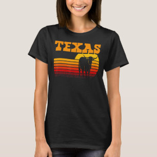 Texas Longhorn for Men Vintage Retro Sunset Texas T-Shirt