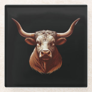 Texas Longhorn Glass Coaster