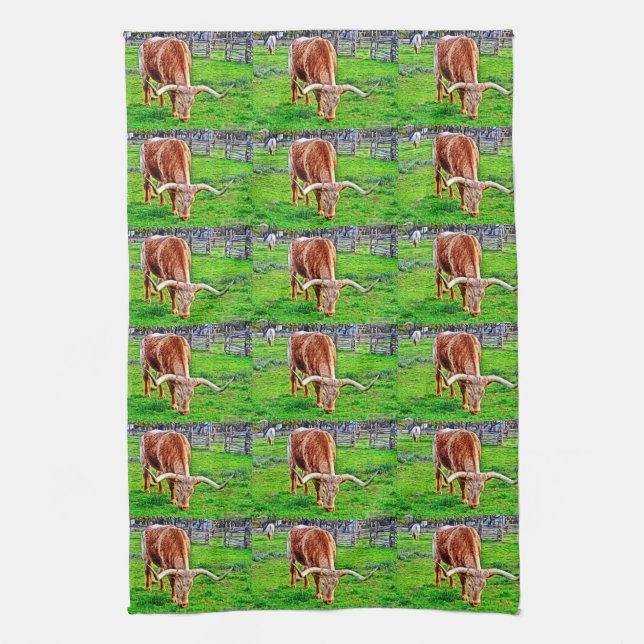 Texas Longhorn Kitchen Towel (Vertical)