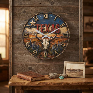 Texas Longhorn Large Clock