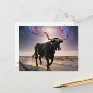 Texas Longhorn on the Highway Postcard