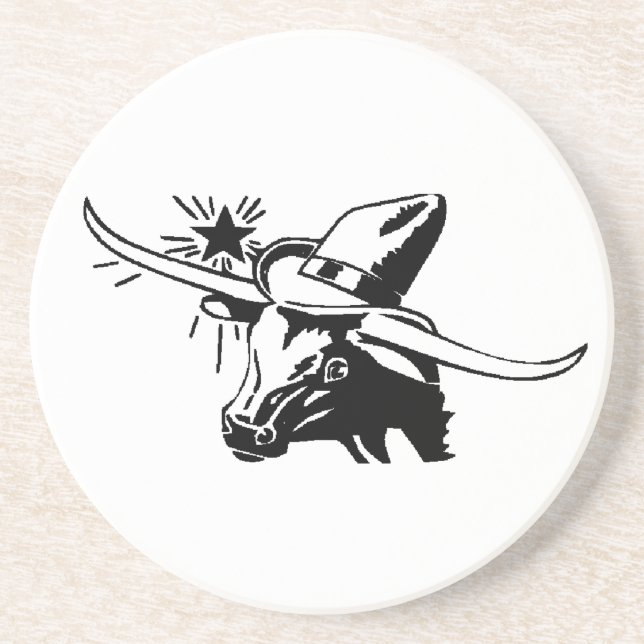 Texas Longhorn Sandstone Coaster (Front)