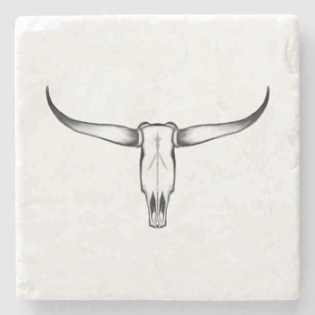 Texas Longhorn Skull Pillow Stone Coaster (Front)