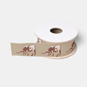 Texas Longhorn Steer 1.5 inch Grosgrain Ribbon