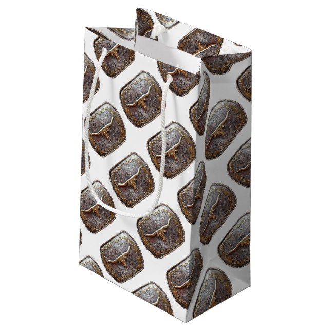 Texas Longhorn Steer Belt Buckle Gift Bag (Back Angled)