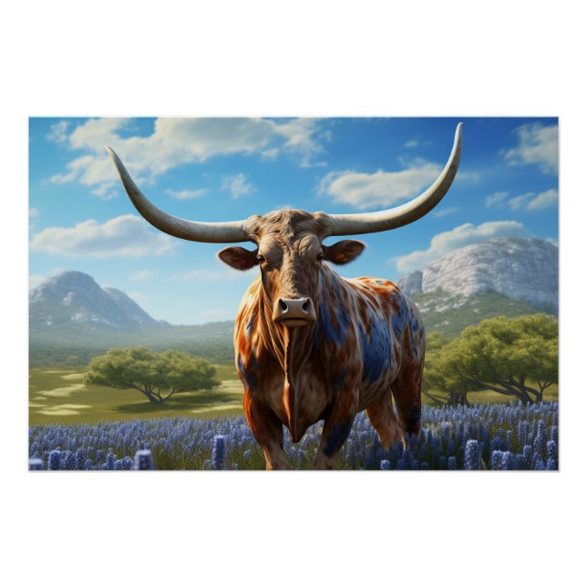 Texas Longhorn Wall Art Glossy Poster (Front)