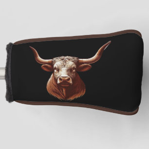 Texas longhorn with black background  golf head cover