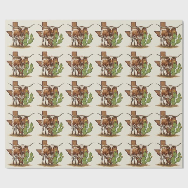 Texas Longhorn Wrapping Paper (Flat)