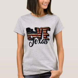 Texas Love American Flag Star And Stripes T-Shirt