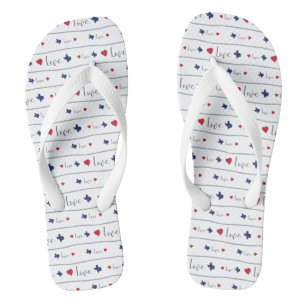 Texas Love and Hearts Pattern Jandals