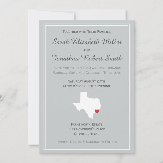 Texas Love - Customisable Wedding Invitation (Front)