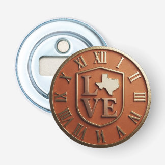 Texas Love Shield Orange Gold Bottle Opener