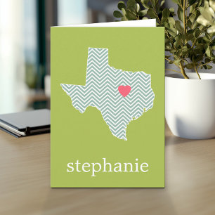 Texas Love with Custom Heart and Family Name Card