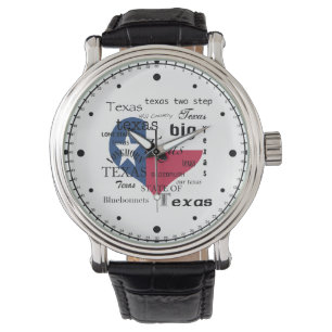 Texas Love-Word cloud+Heart Shaped Flag Watch