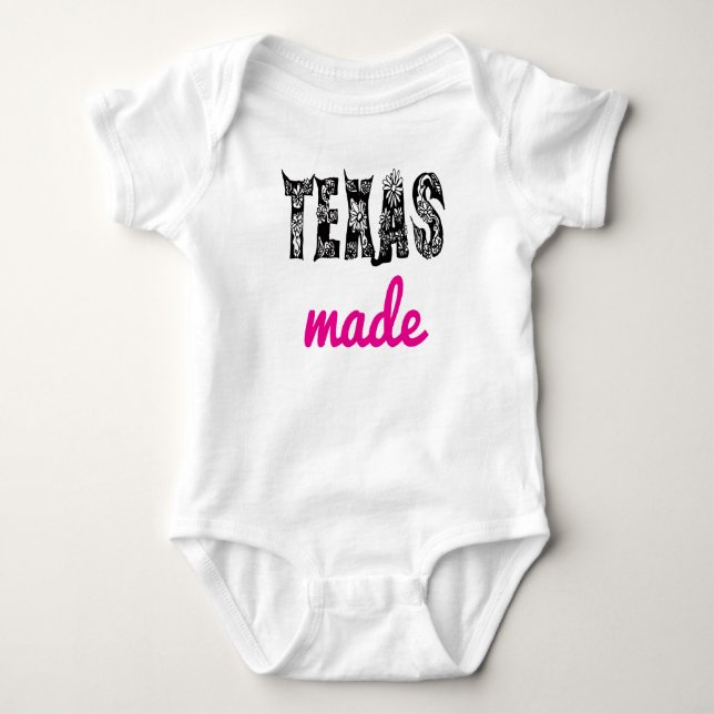 Texas Made (pink) Baby Bodysuit (Front)