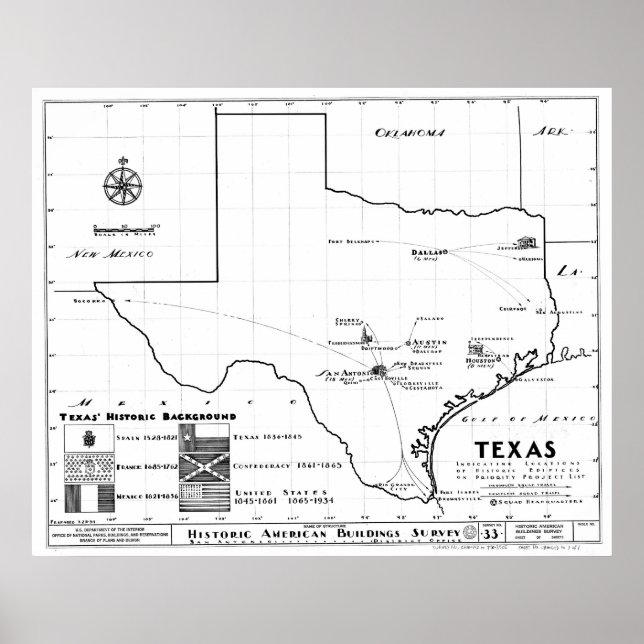 Texas Map, 1933 Poster (Front)