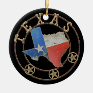 Texas Map Barn Art Ceramic Tree Decoration