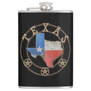 Texas Map Barn Art Hip Flask
