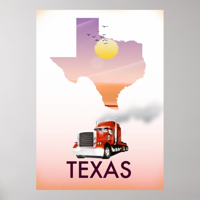 Texas Map Big Rig Poster (Front)