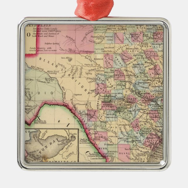 Texas Map by Mitchell Metal Tree Decoration (Front)