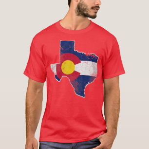 Texas Map Colorado Flag Family Home Vacation Love T-Shirt
