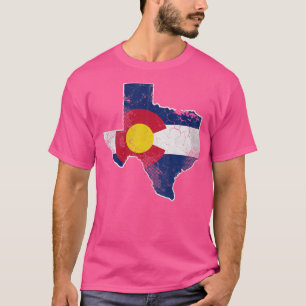 Texas Map Colorado Flag Family Home Vacation Love T-Shirt