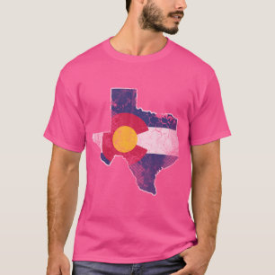 Texas Map Colorado Flag Family Home Vacation Love T-Shirt