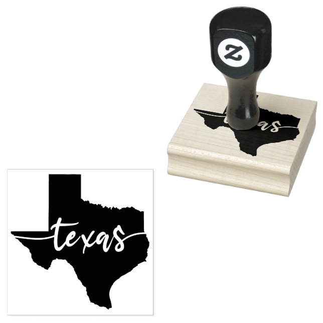 Texas Map Cute Texas Typography State Map Rubber Stamp (Stamped)